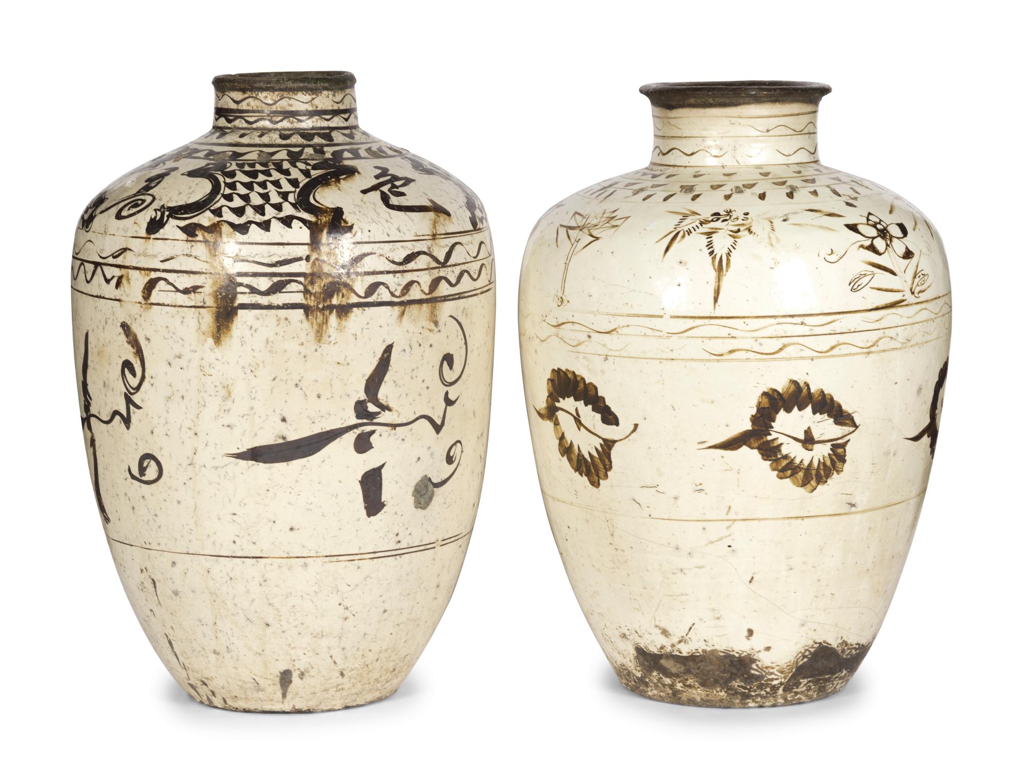 Two Large Cizhou Stoneware Wine Storage Jars