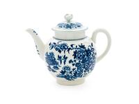 Worcester Blue and White Porcelain Teapot — C. 1770