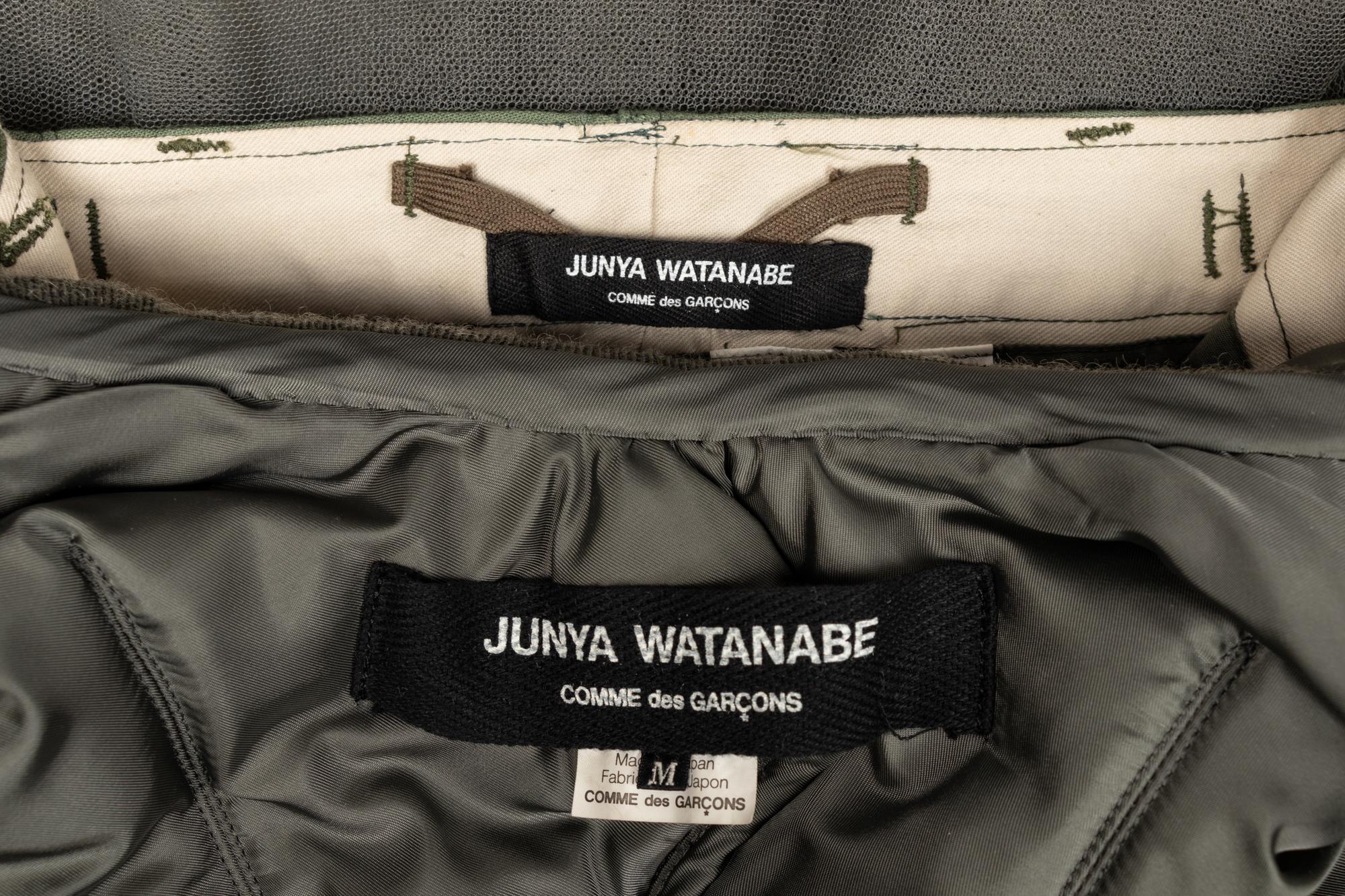 Junya Watanabe for Comme des Garçons Olive Cropped Puffer Jacket and Long Skirt