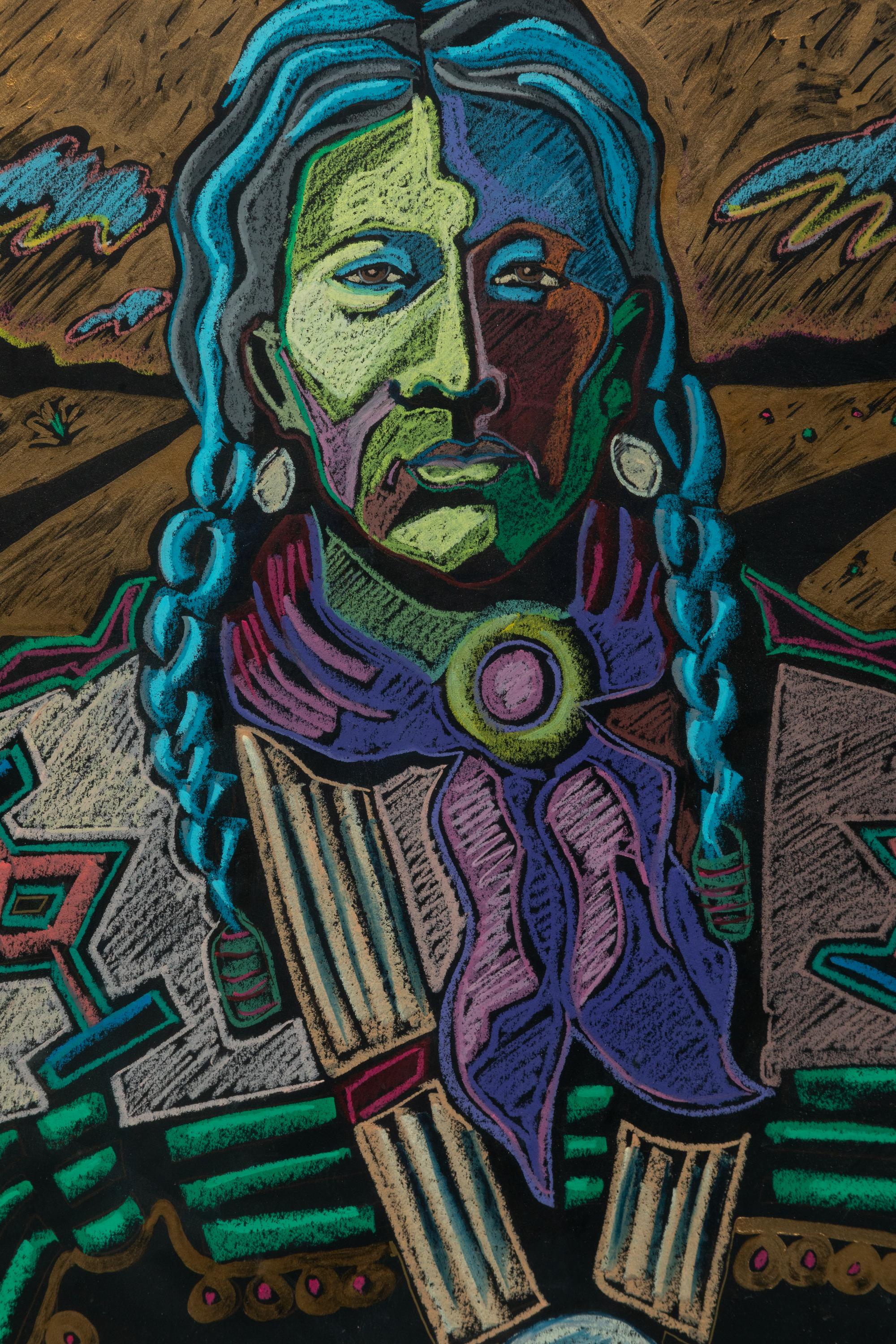 Indian with Blue Braids
