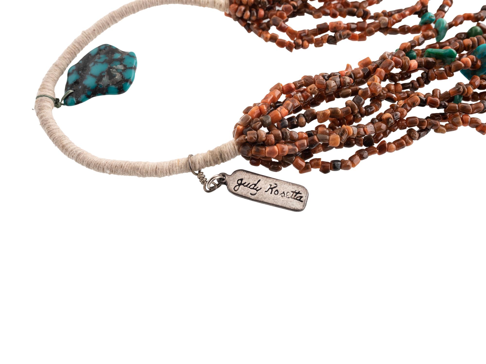 Ten-Strand Necklace, with Coral and Turquoise