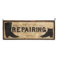A Painted Wood Shoe "Repairing" Trade Sign