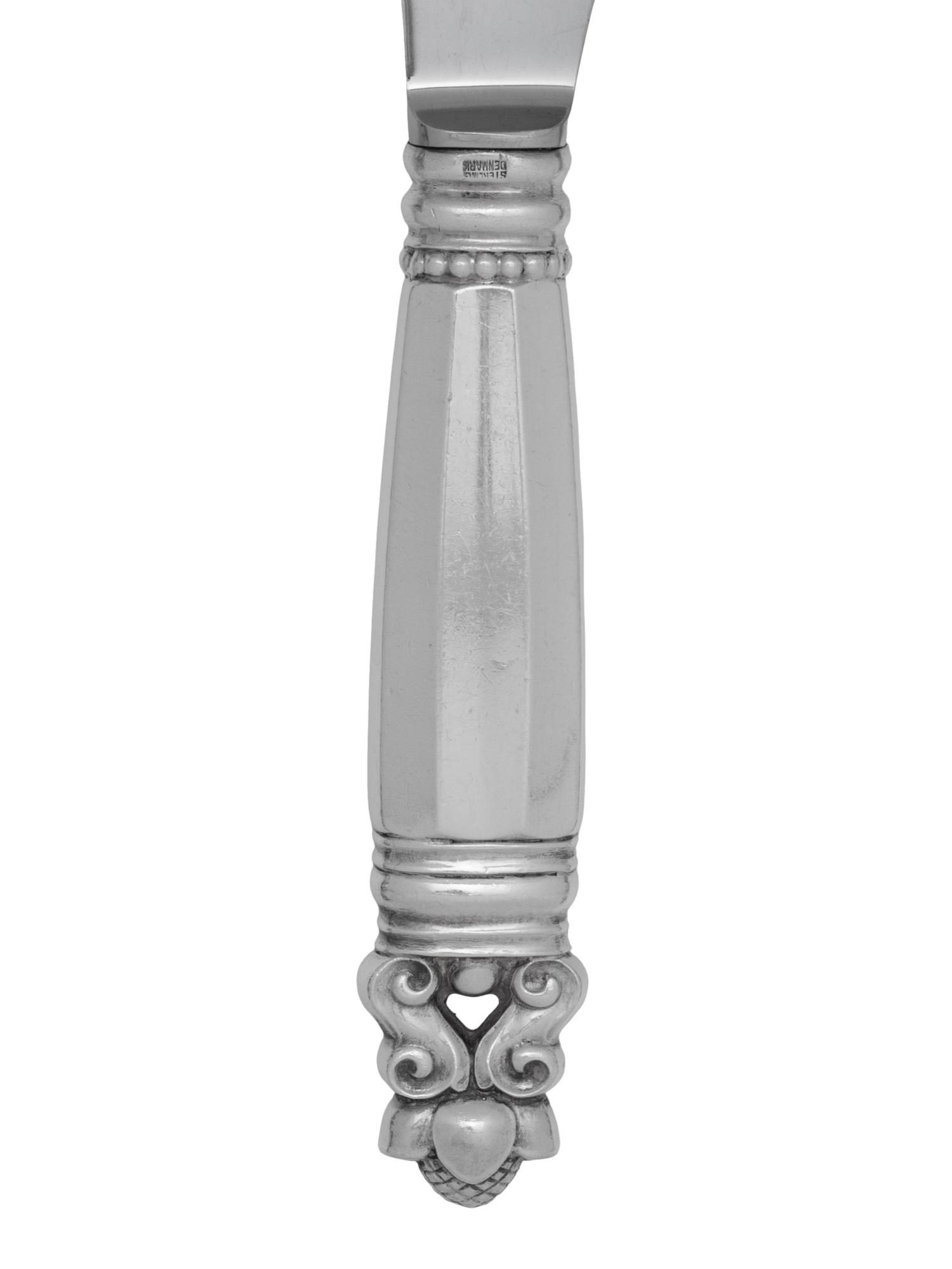 A Georg Jensen Acorn Silver Flatware Service