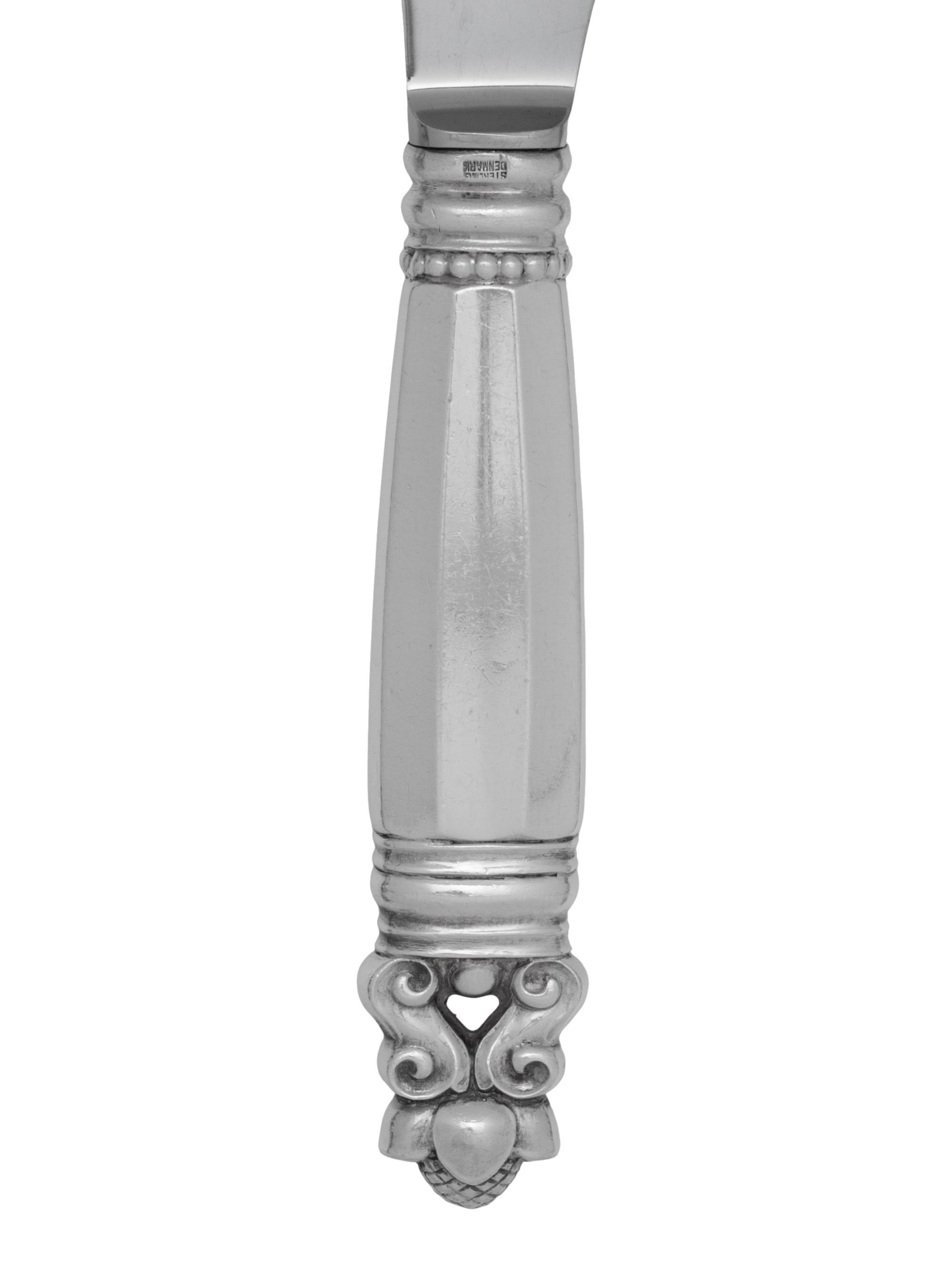 A Georg Jensen Acorn Silver Flatware Service