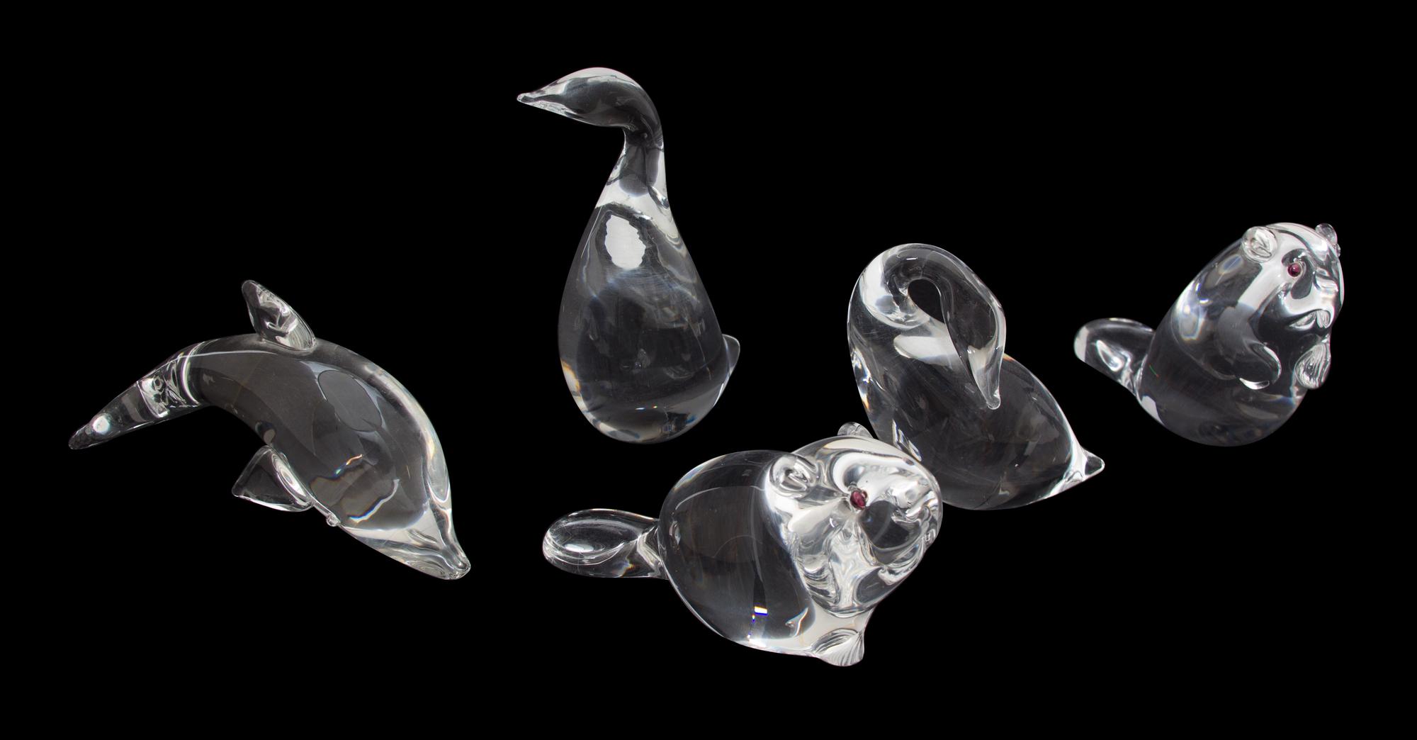 Five Steuben Glass Animal Figures Height of tallest 5 1/2 inches. — 20TH CENTURY