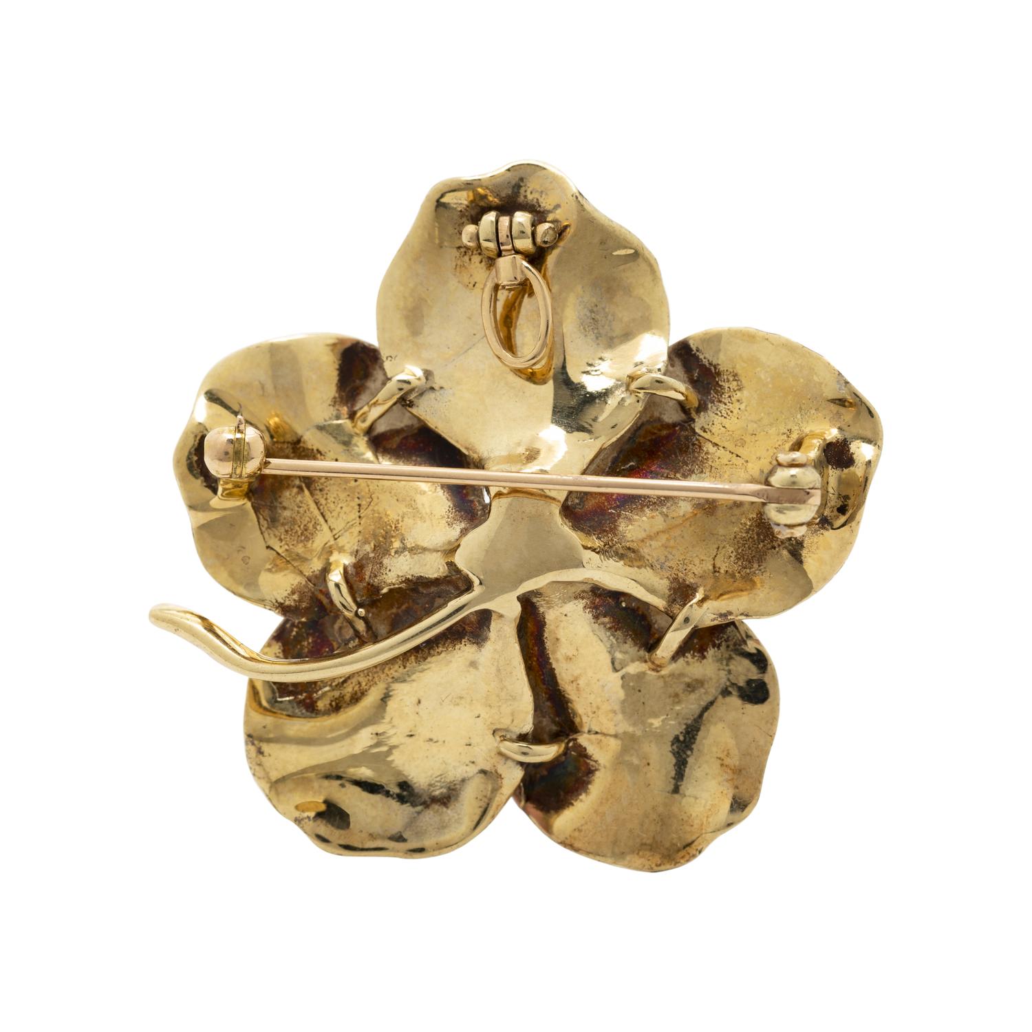 ENAMEL AND DIAMOND FLOWER PENDANT/BROOCH