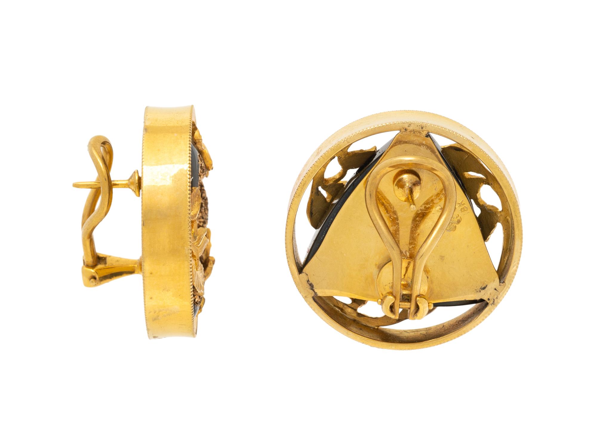 SEVEN FINGERS, DRUZY QUARTZ AND YELLOW GOLD EARRINGS