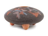Polychrome Footed Corrugated Jar