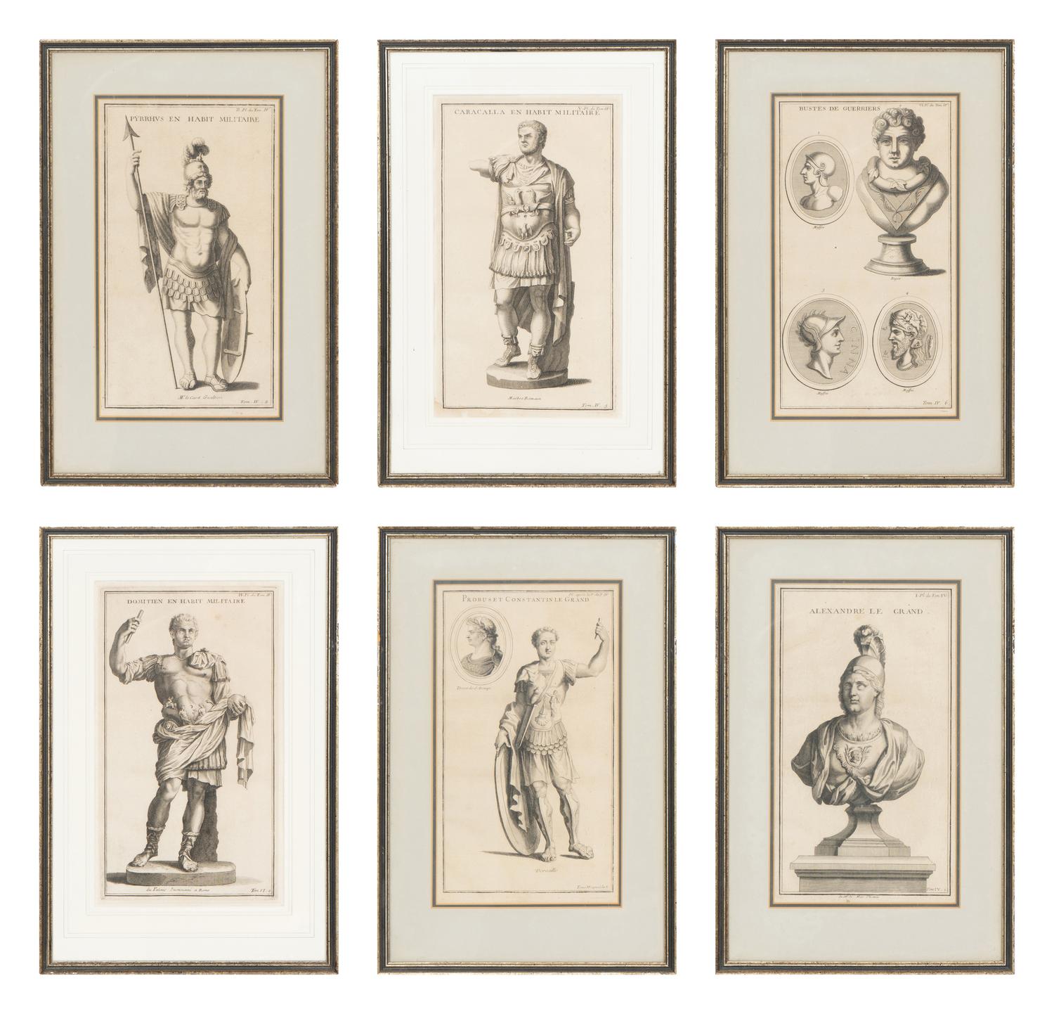 A Set of Six Copperplate Engravings Depicting Greek and Roman Soldiers