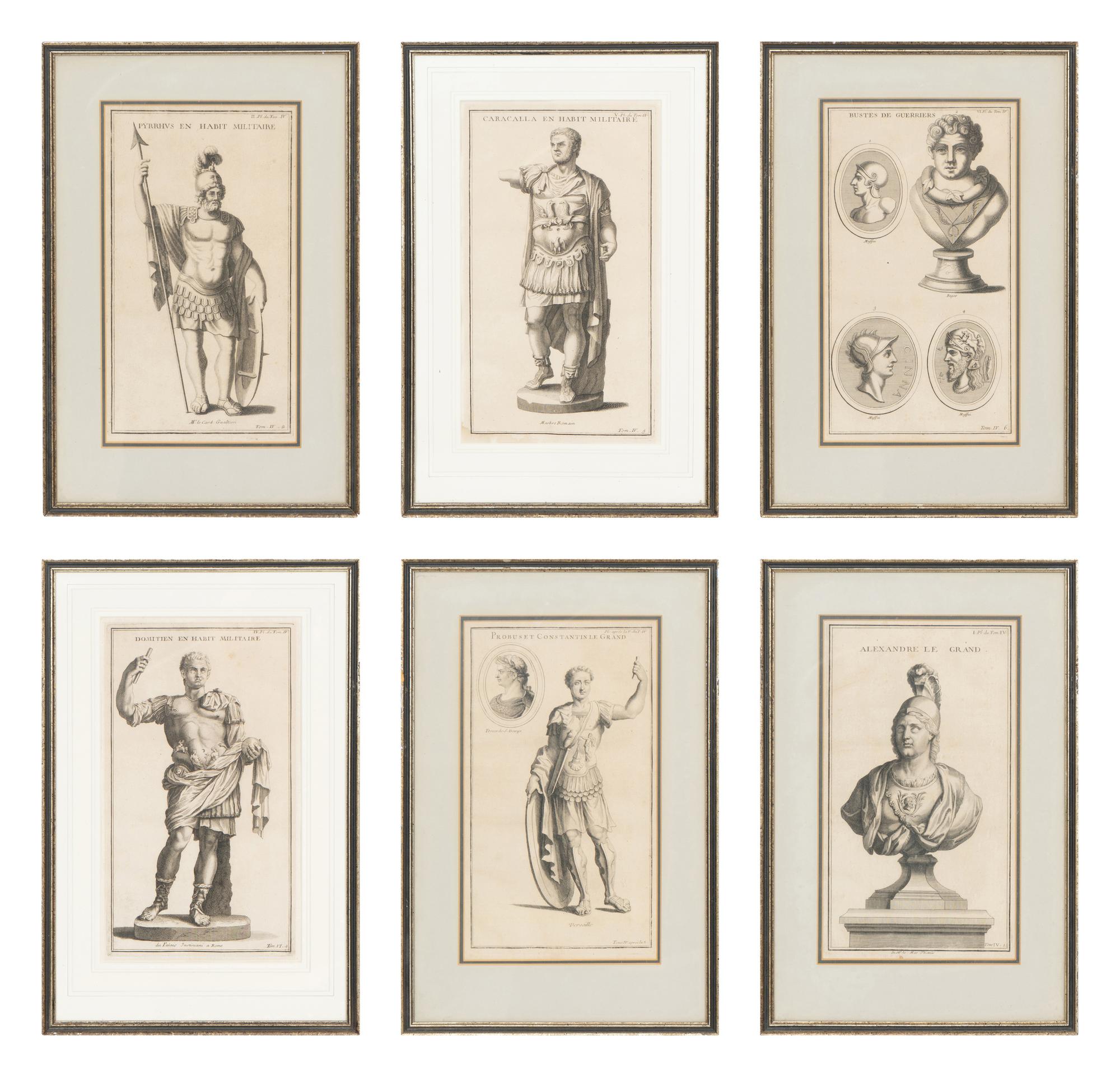 A Set of Six Copperplate Engravings Depicting Greek and Roman Soldiers