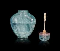 A Small Carved Aquamarine Snuff Bottle