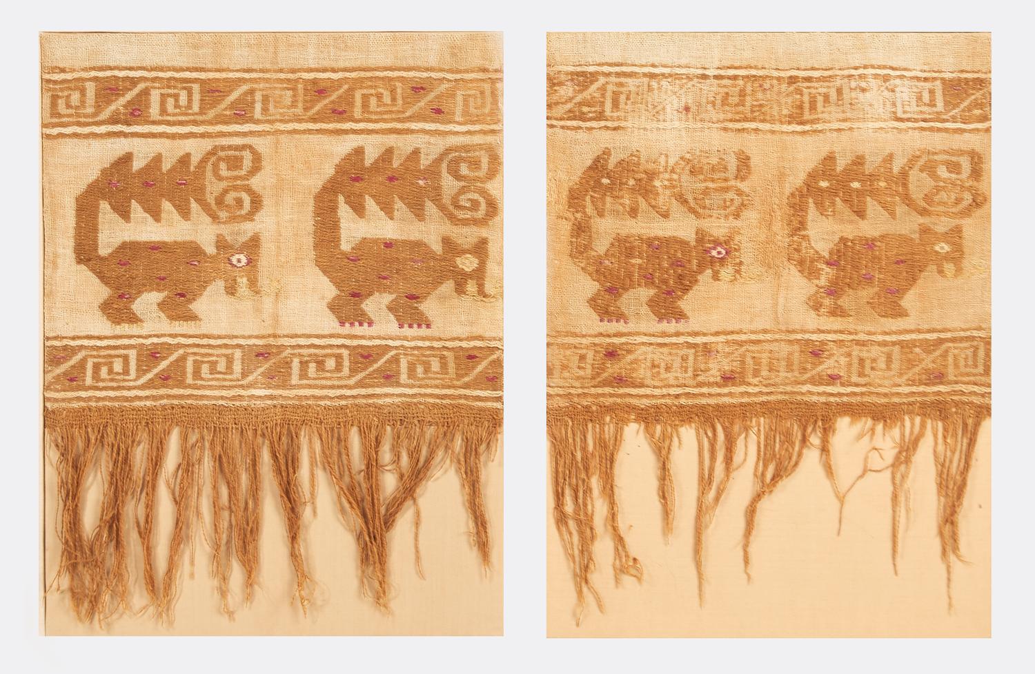 Two Framed Chancay Textile Fragments