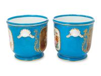 A Pair of Sèvres Style Porcelain Cache Pots