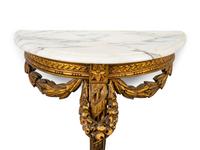 A Louis XVI Style Carved Giltwood Marble Top Demi-lune Wall Console — 19TH CENTURY