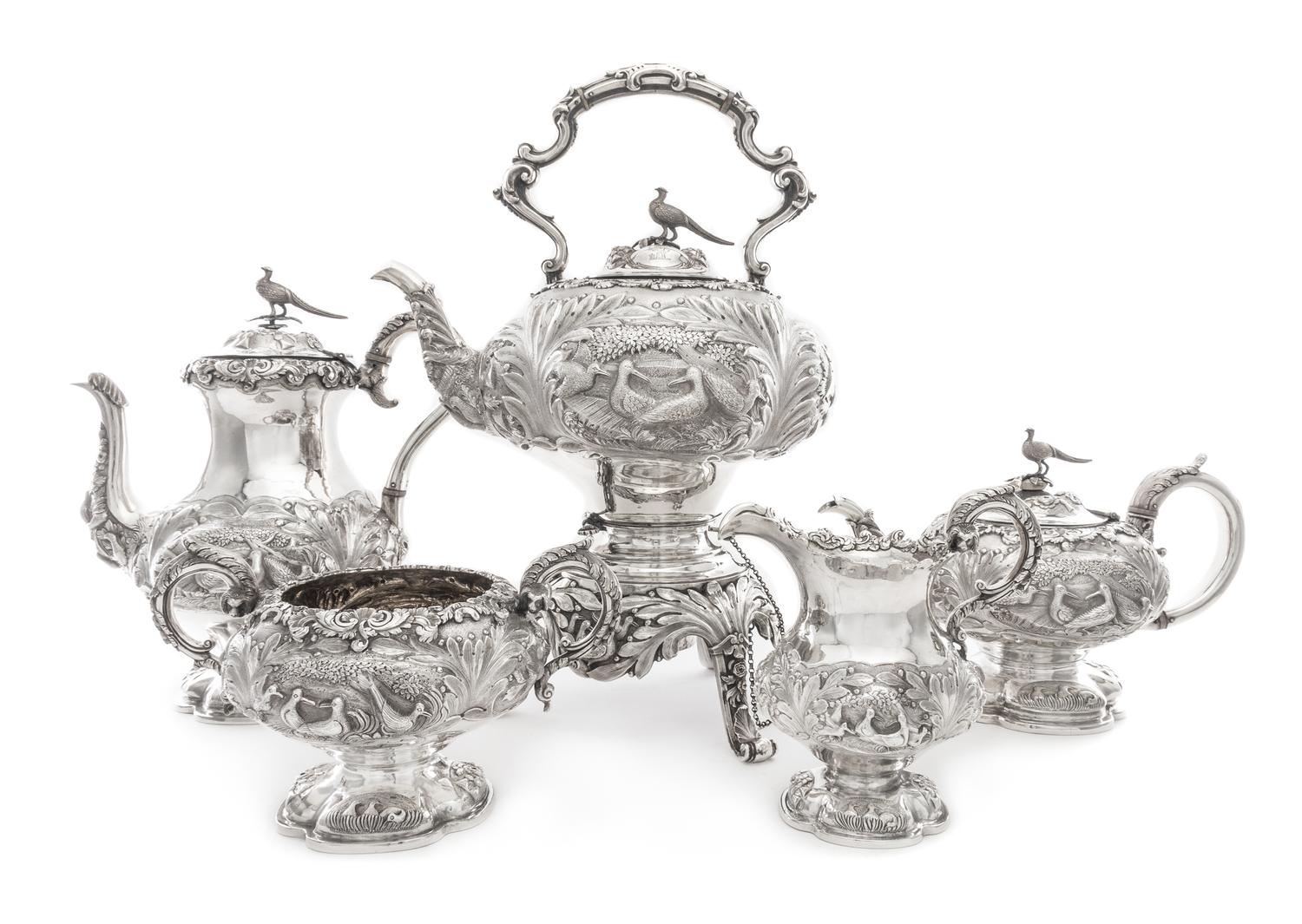 A William IV/Victorian Silver Six-Piece Tea and Coffee Service, John Wilmin Figg, London, 1837, Walter & John Barnard, London, 1888 and