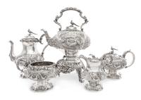 A William IV/Victorian Silver Six-Piece Tea and Coffee Service, John Wilmin Figg, London, 1837, Walter & John Barnard, London, 1888 and
