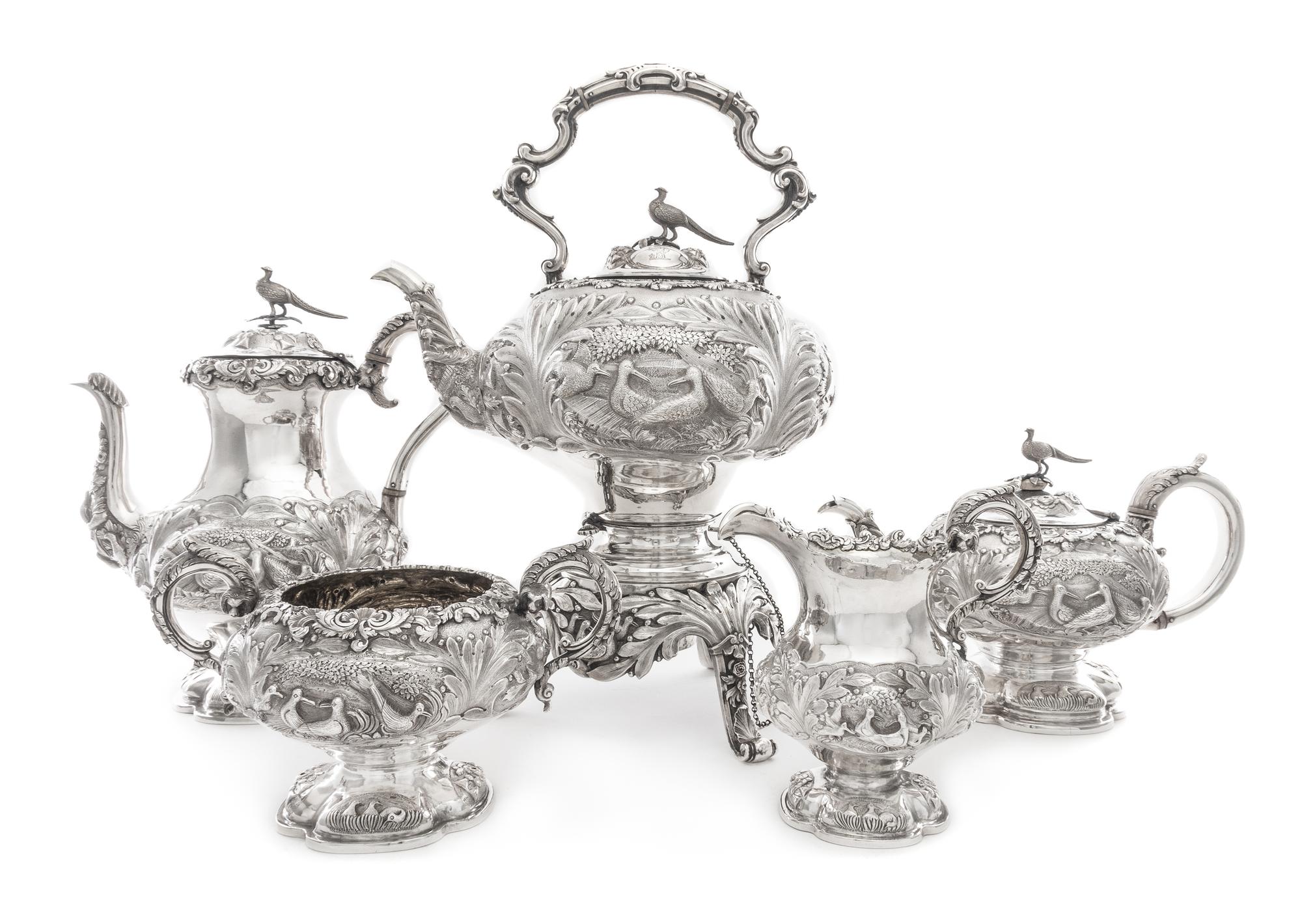 A William IV/Victorian Silver Six-Piece Tea and Coffee Service, John Wilmin Figg, London, 1837, Walter & John Barnard, London, 1888 and