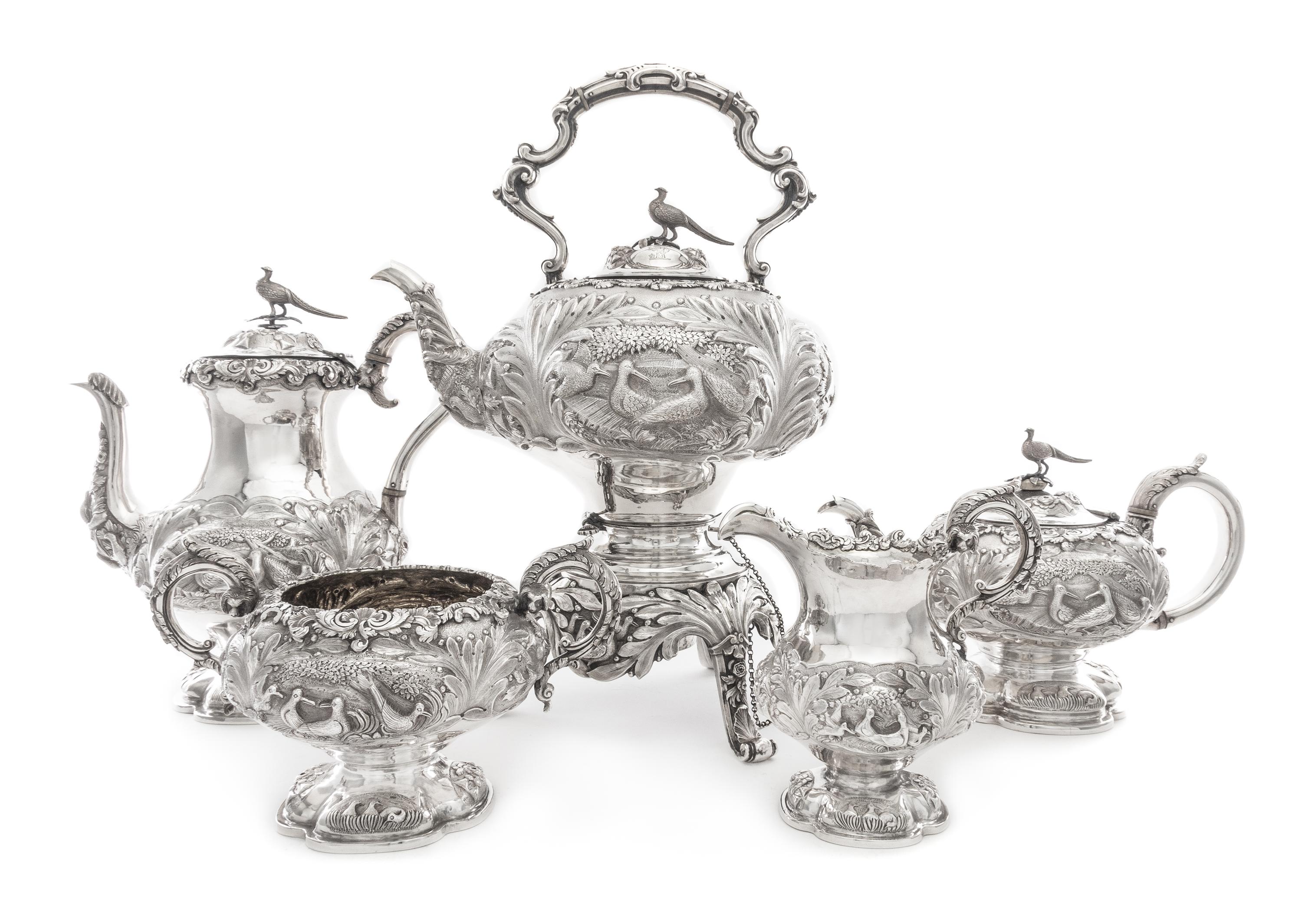 A William IV/Victorian Silver Six-Piece Tea and Coffee Service, John Wilmin Figg, London, 1837, Walter & John Barnard, London, 1888 and