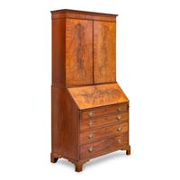 A George III Figured Mahogany Bureau Cabinet