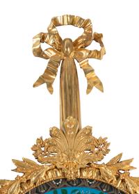 A Pair of Louis XVI Style Gilt Bronze and Cloisonné Charger-Inset Two-Light Sconces