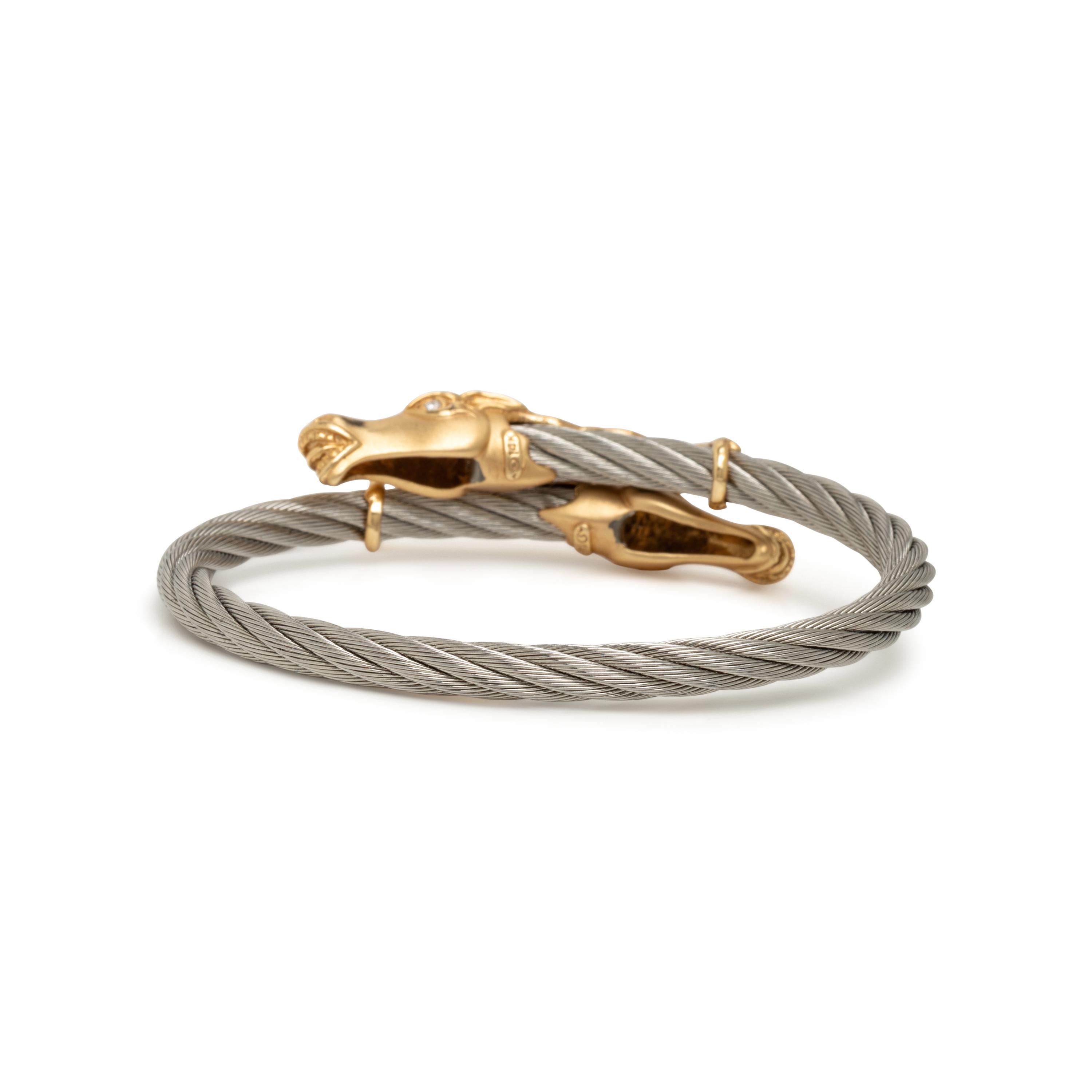 Steven Douglas, Two Yellow Gold and Stainless Steel Bracelets