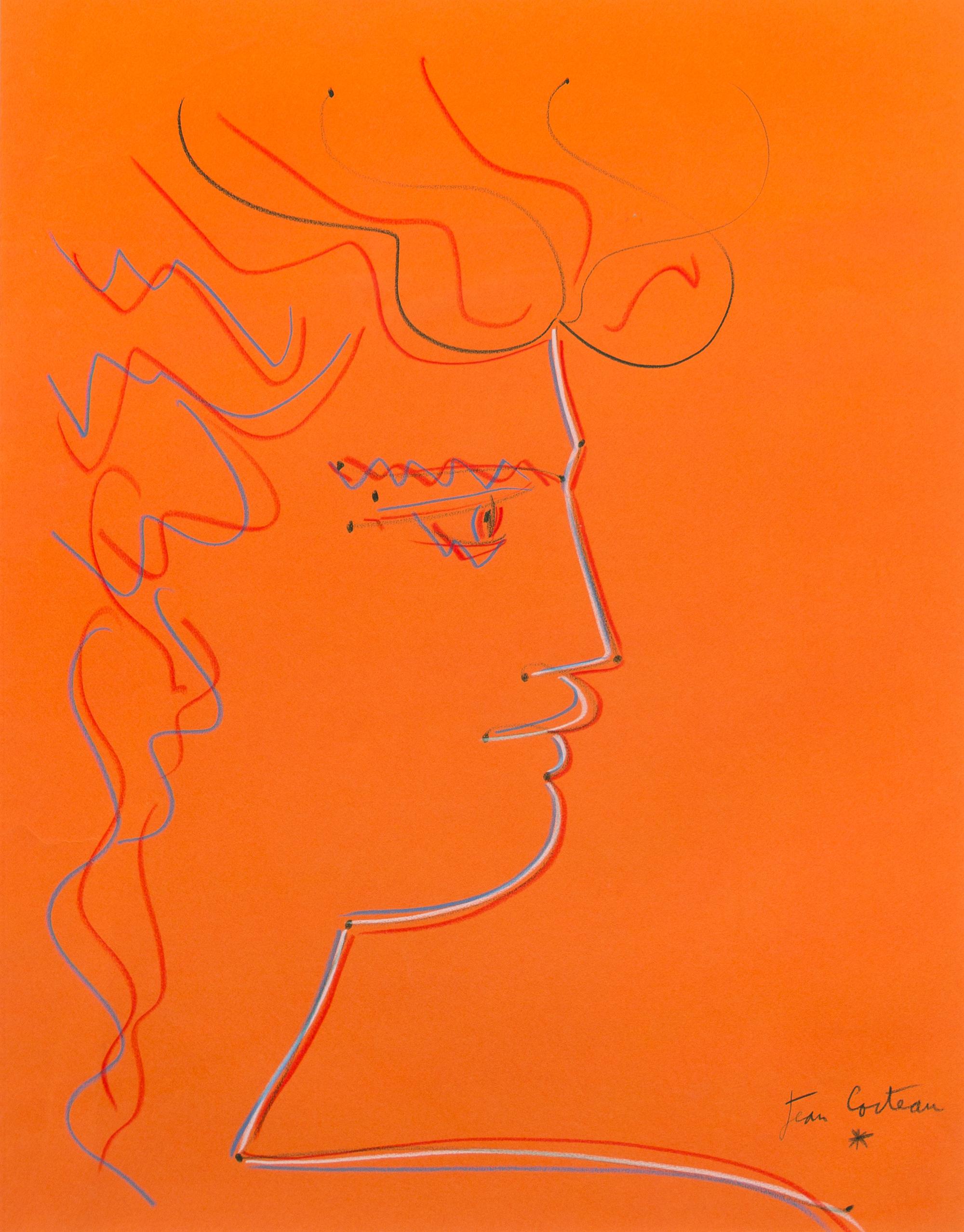Jean Cocteau, (French, 1889-1963), Untitled (tete d'homme)