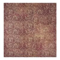 A Quilted Toile Printed Cotton Coverlet in Mulberry
