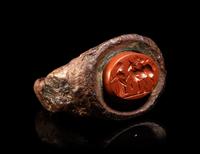 A Roman Iron and Red Jasper Finger Ring