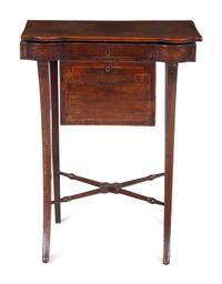 A Regency Satinwood Inlaid Mahogany Sewing Table