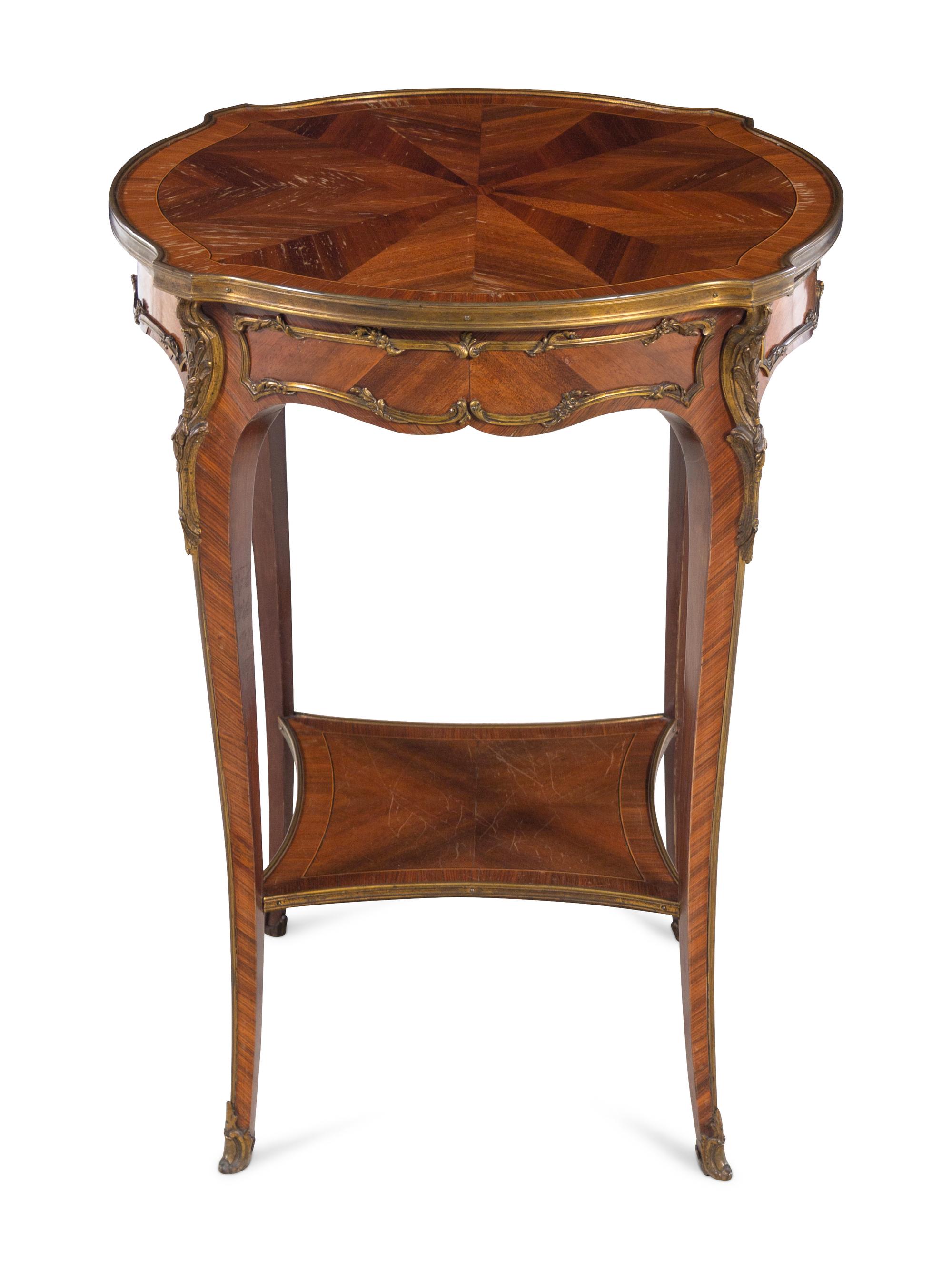 A Louis XV Style Gilt Bronze Mounted Kingwood Guéridon