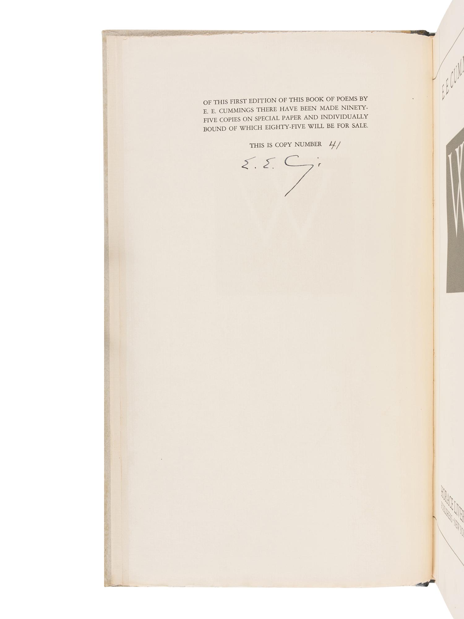 CUMMINGS, Edward Estlin (“e e cummings”) (1894-1962). W . New York: Horace Liveright Inc., 1931.