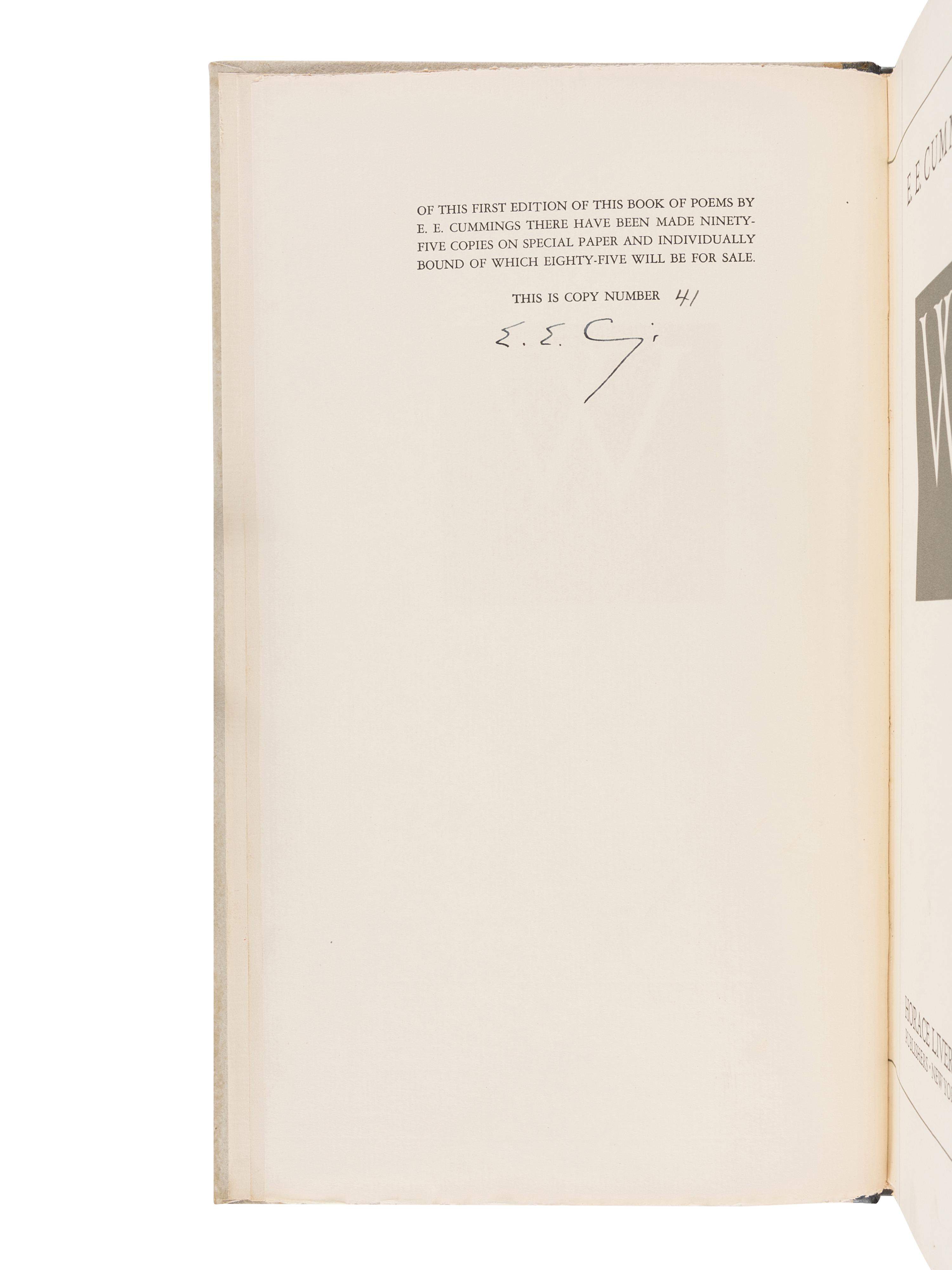 CUMMINGS, Edward Estlin (“e e cummings”) (1894-1962). W . New York: Horace Liveright Inc., 1931.