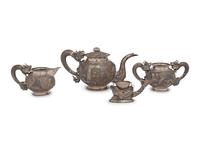 Four Chinese and Vietnamese Export Silver Tea Wares