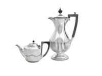 A Victorian Silver Teapot and a George V Silver Coffee Pot
