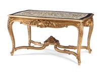 A Louis XV Style Carved Giltwood and Scagliola Table