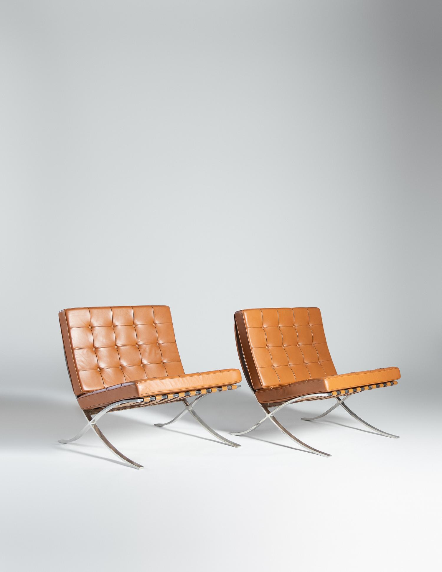 Pair of Barcelona Lounge Chairs, Knoll International, USA