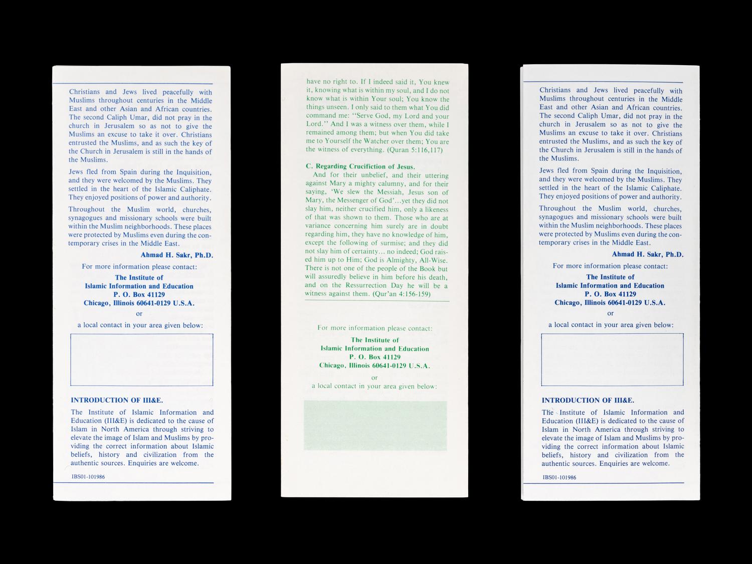 A Group of Three Muhammad Ali Signed Autograph Islamic Pamphlets,