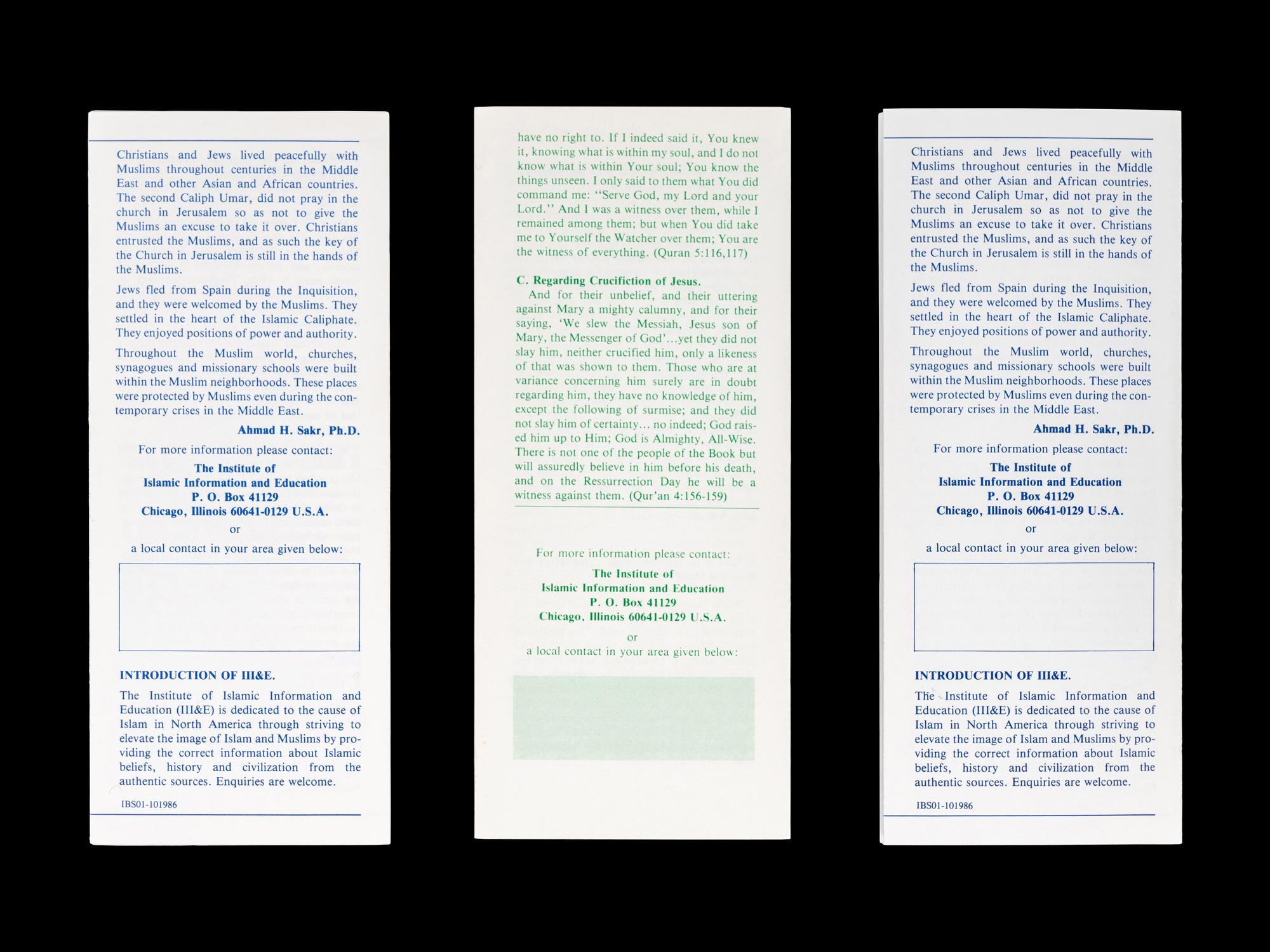 A Group of Three Muhammad Ali Signed Autograph Islamic Pamphlets,
