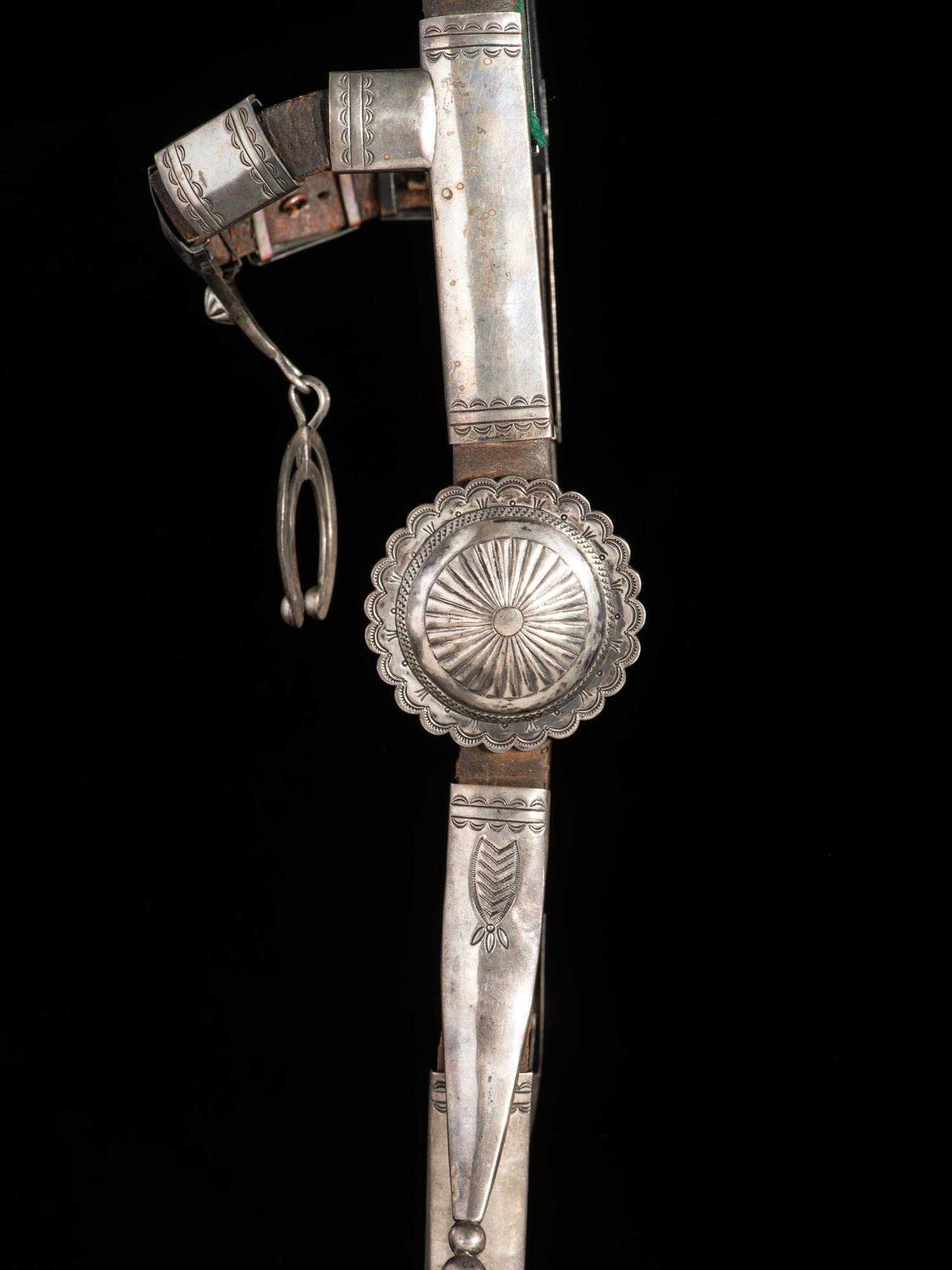 Navajo Stamped Silver Headstall, with Iron Ported Shank Bit