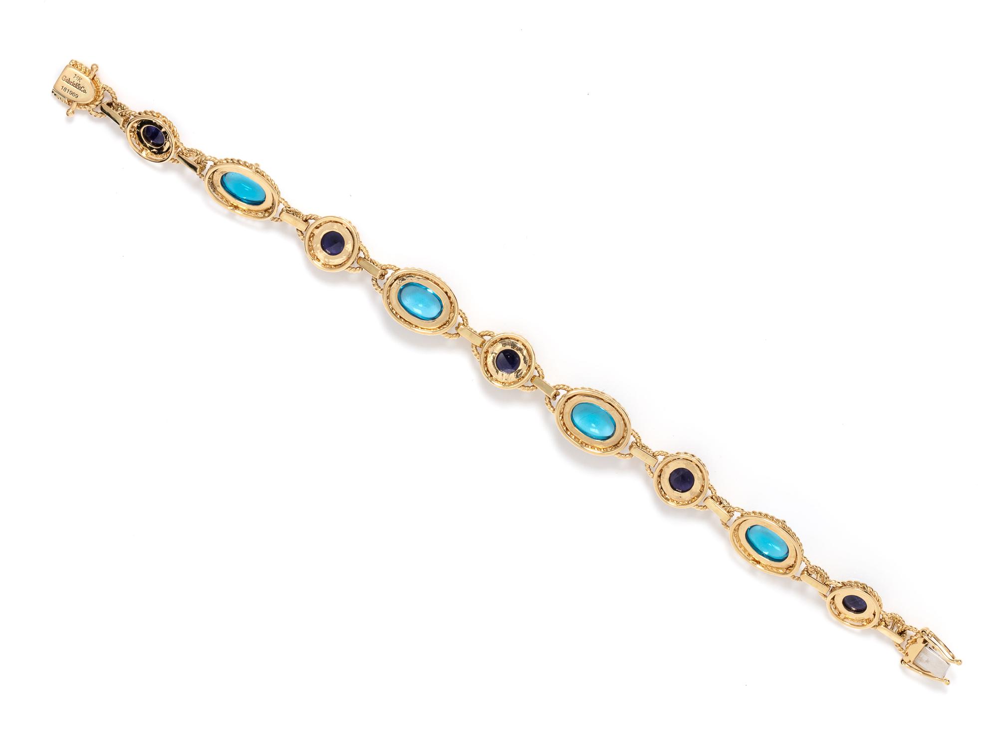 GABRIEL & CO., AMETHYST AND BLUE TOPAZ BRACELET