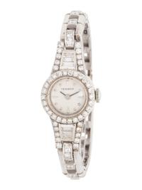 14K WHITE GOLD AND DIAMOND WRISTWATCH
