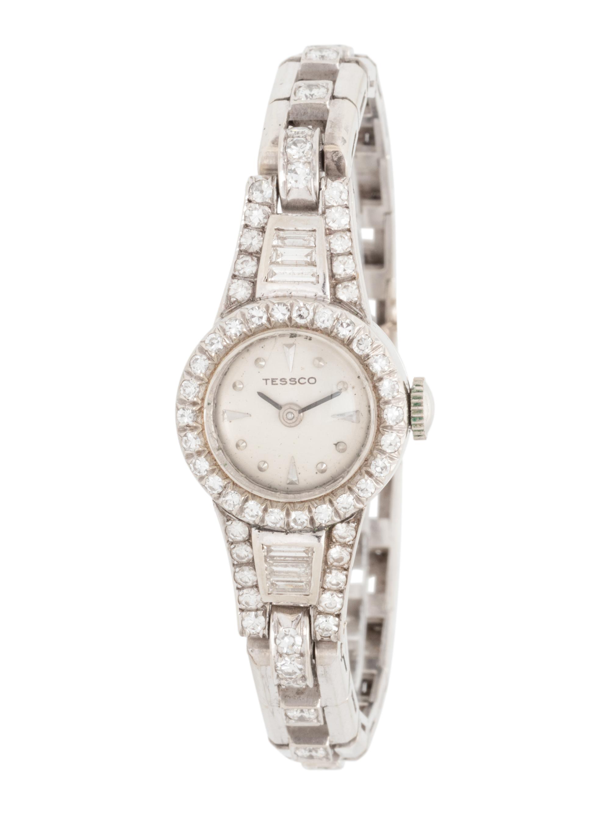 14K WHITE GOLD AND DIAMOND WRISTWATCH