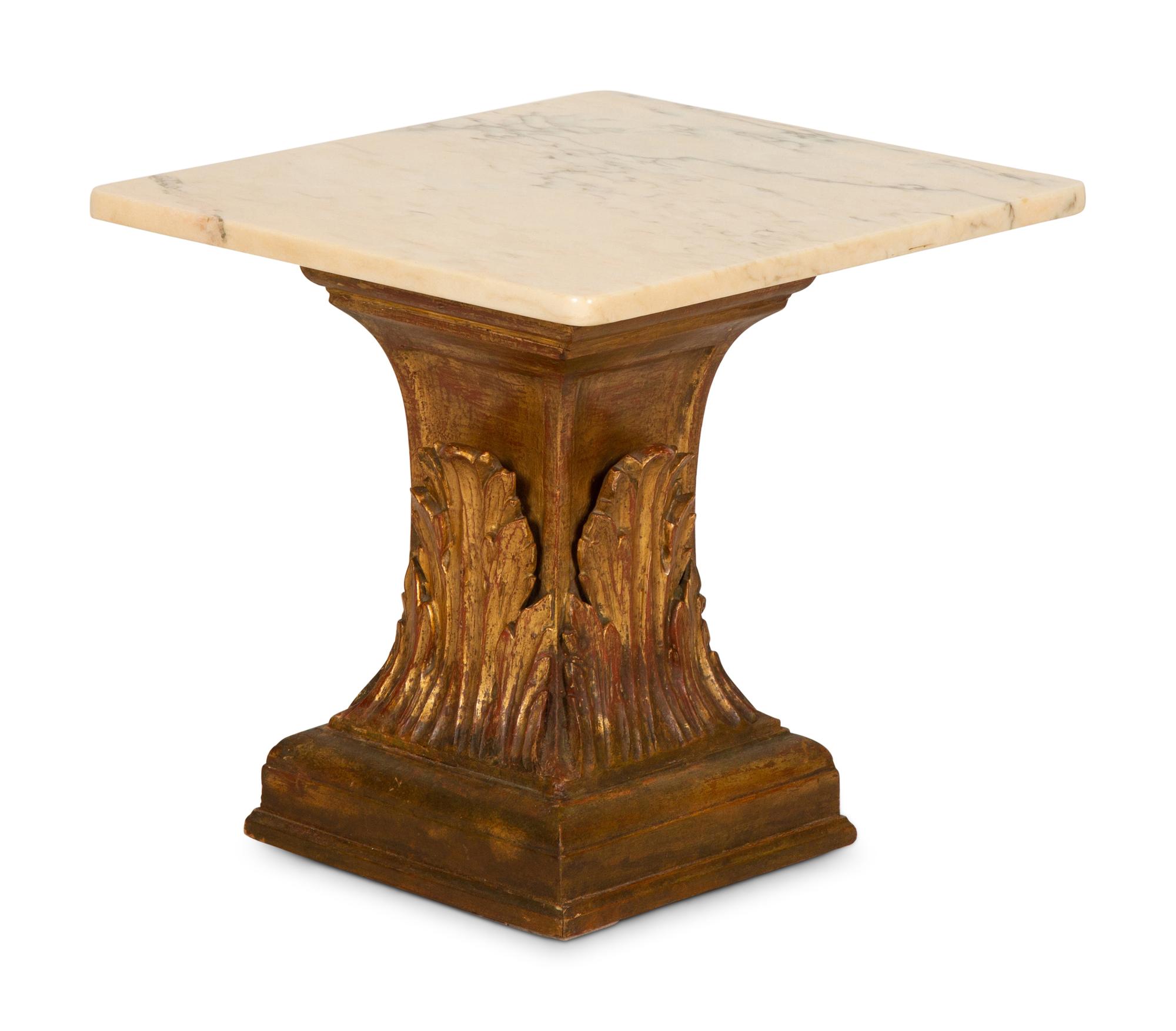A Continental Giltwood Marble-Top Side Table