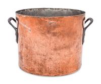 An American Copper Stock Pot with Iron Handles