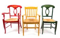 Three Painted Chairs Height of tallest 36 inches.