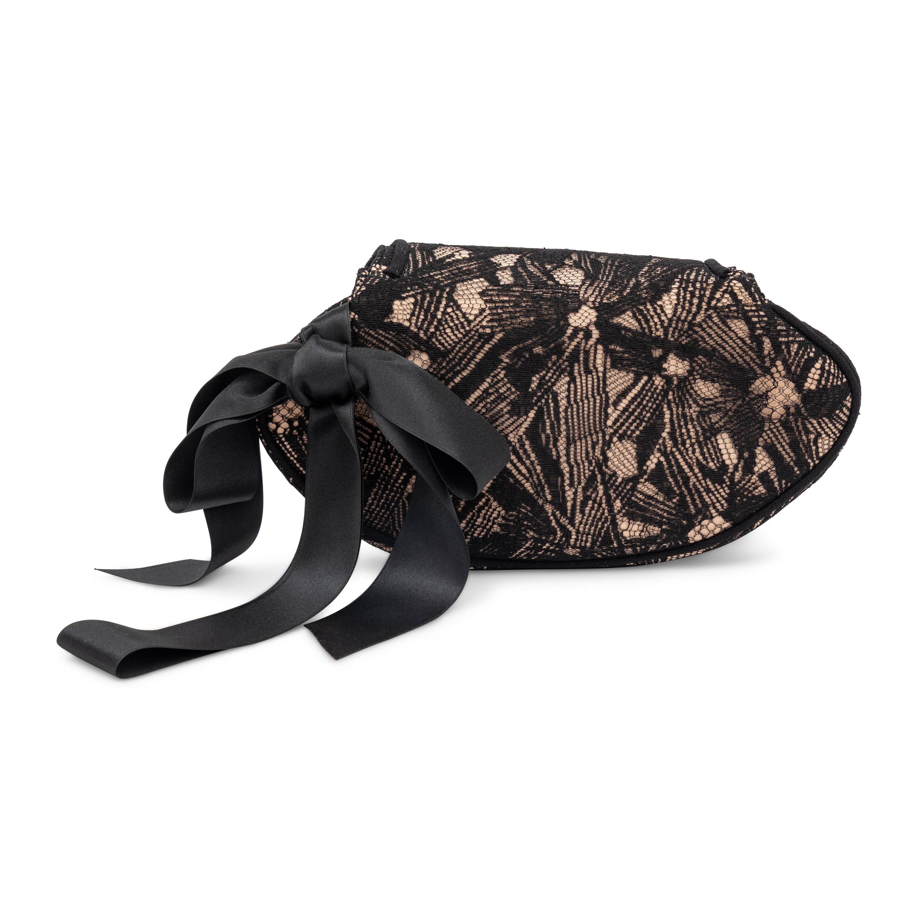 Chanel, Black Lace & Ribbon Evening Clutch