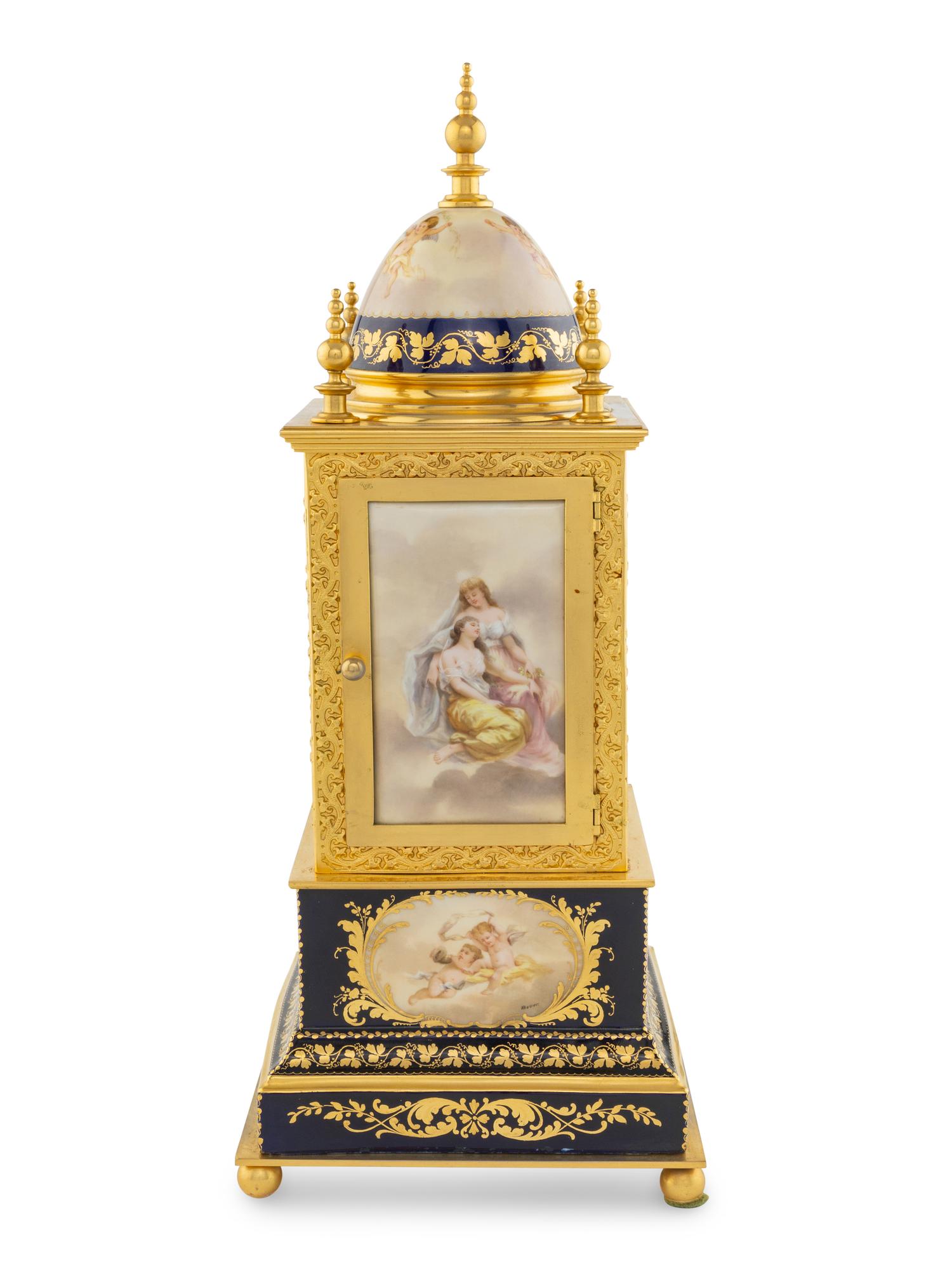 A Vienna Gilt Bronze Mounted Porcelain Clock