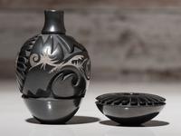 Carved Miniature Blackware Pottery