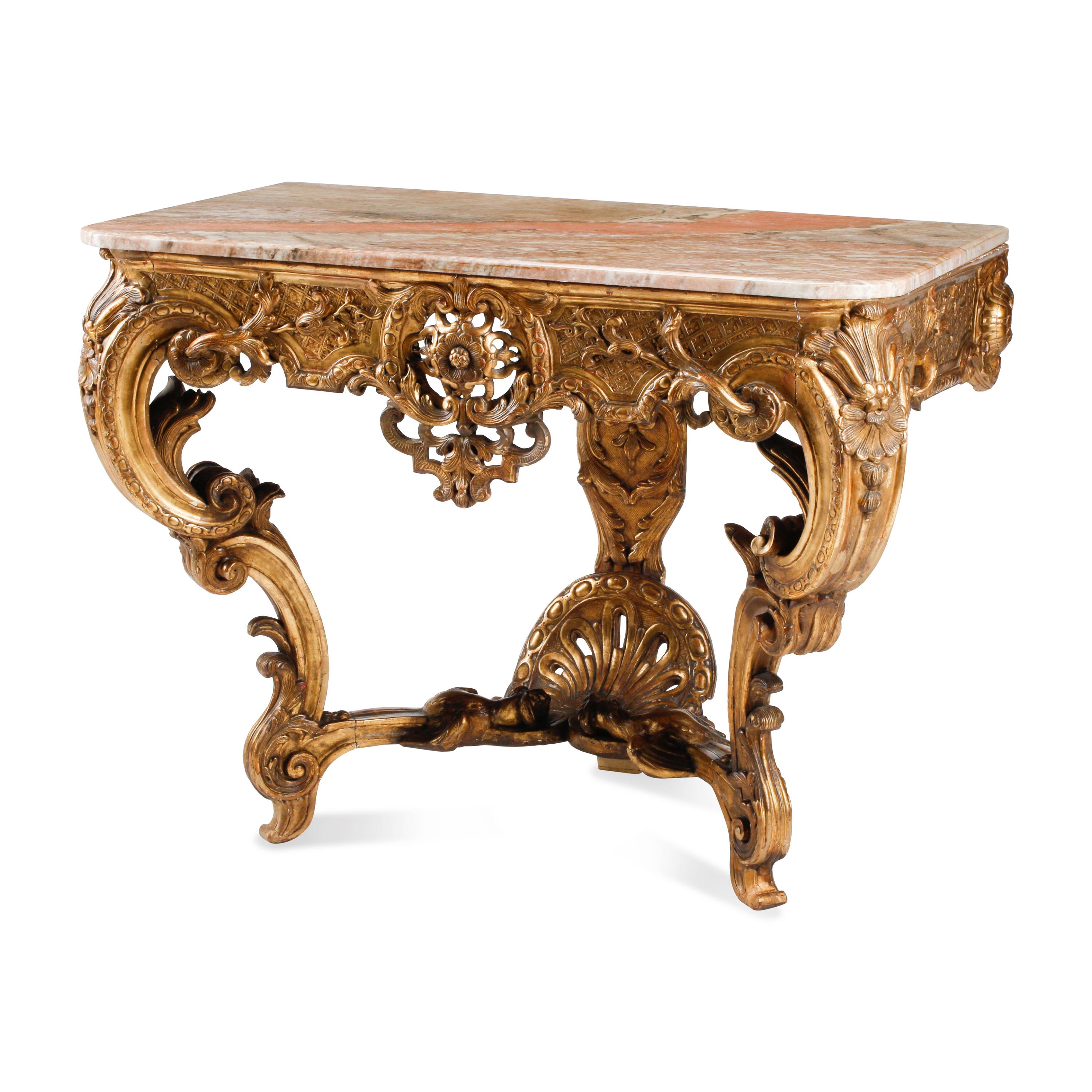 A Régence Giltwood Marble-Top Console Table
