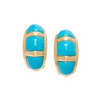 TREATED TURQUOISE AND YELLOW GOLD CLIP EARRINGS